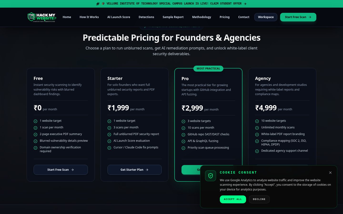 Hack My Website Pricing
