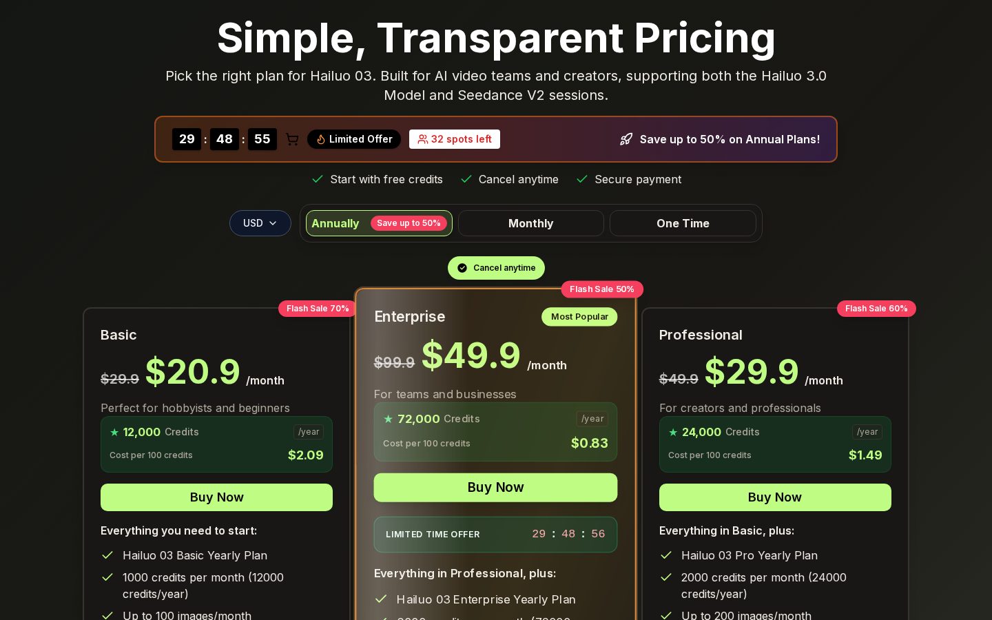 hailuo 3.0 Pricing
