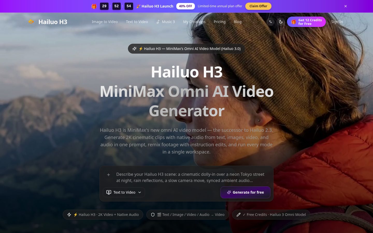 Hailuo H3 Homepage