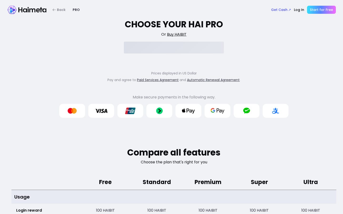 Haimeta Pricing