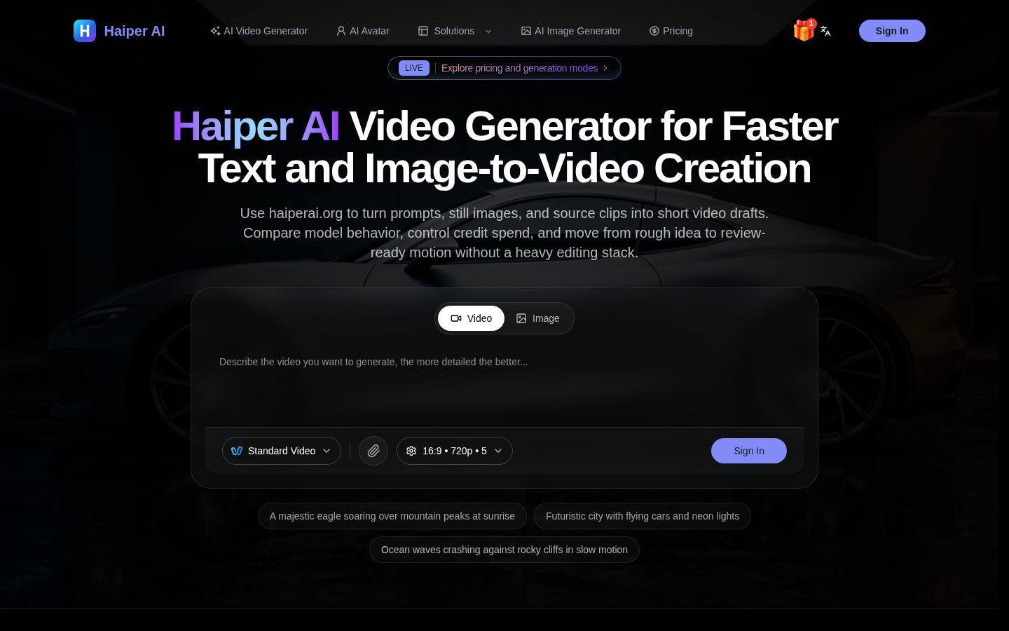 Haiper AI Homepage