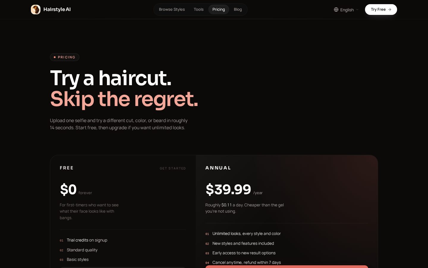 HairChanger AI Pricing
