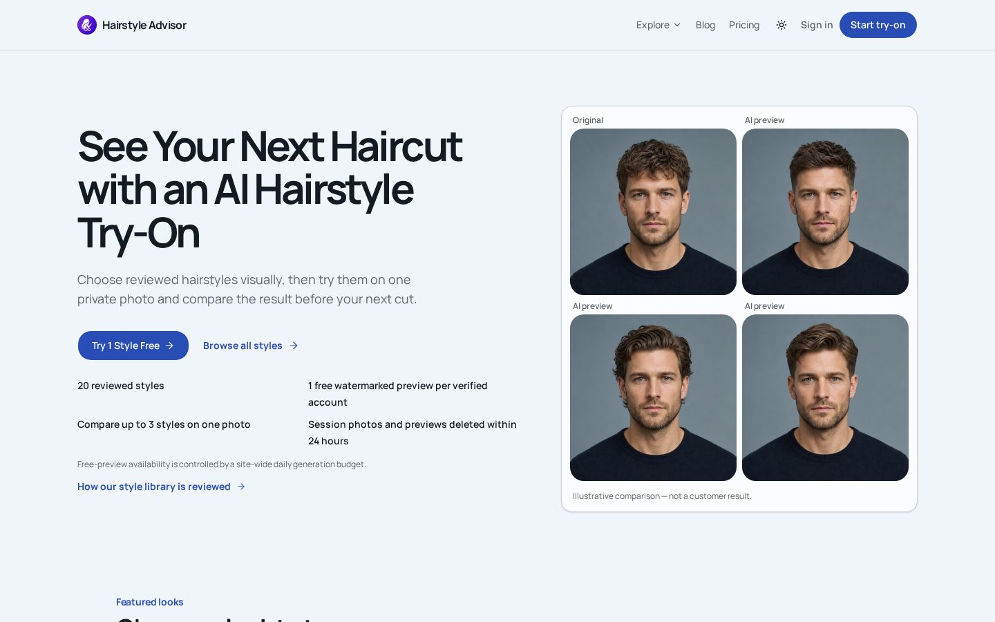 Hairstyle Advisor Homepage