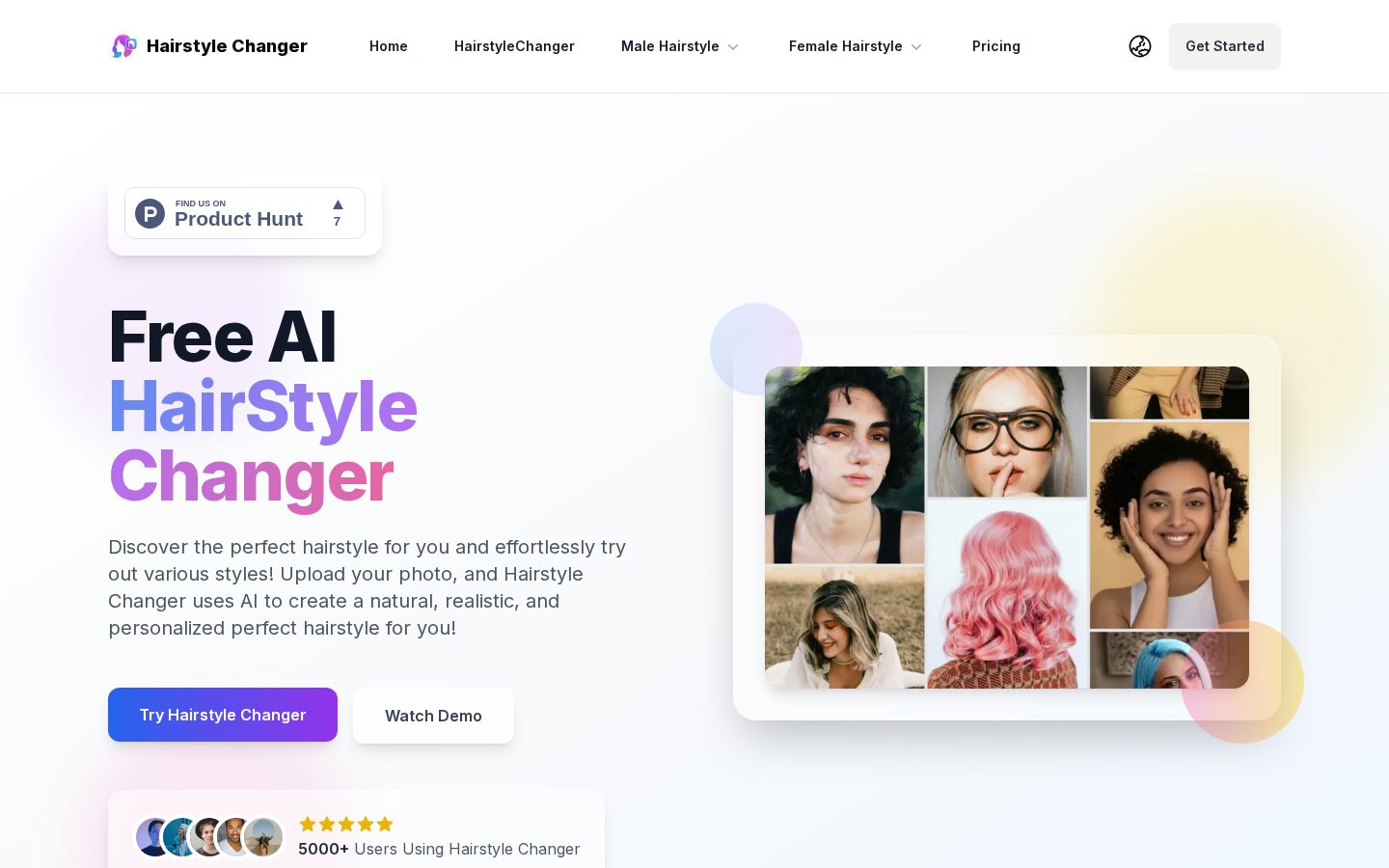 Hairstyle Changer Homepage
