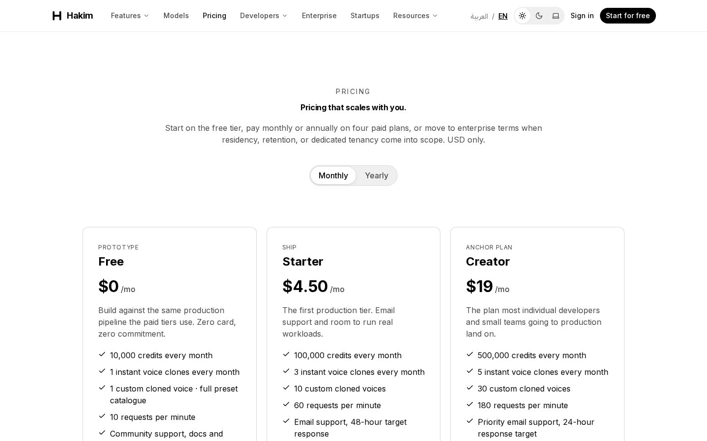 Hakim AI Pricing