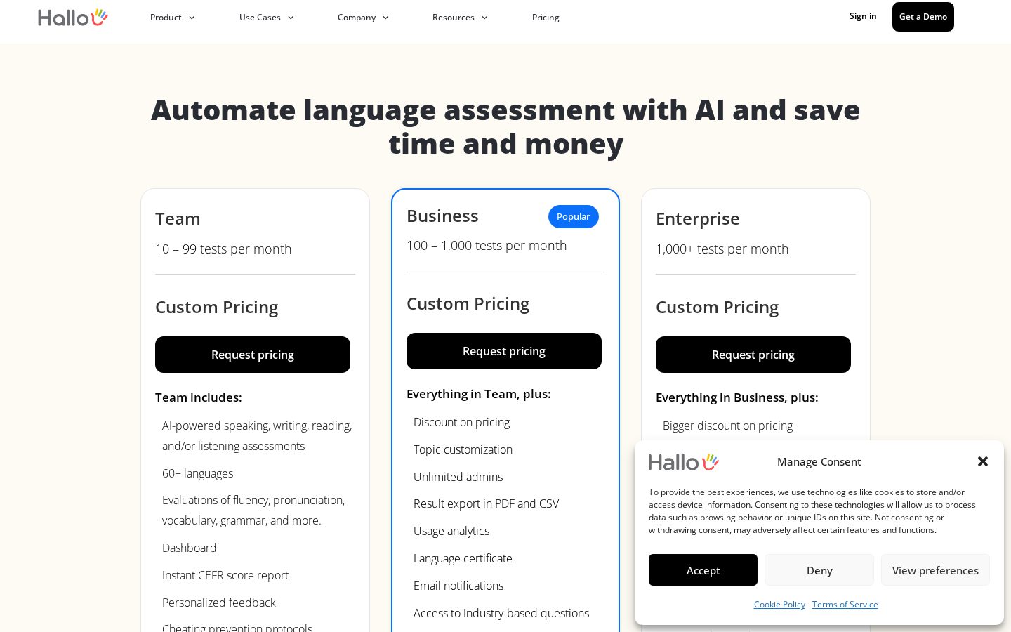 Hallo Pricing