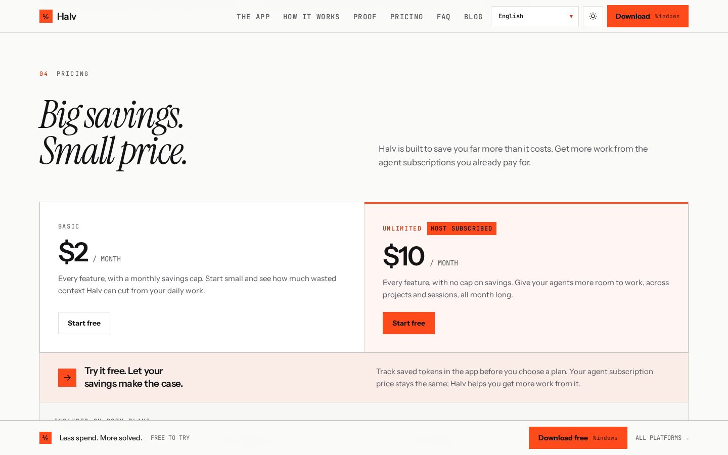 Halv Pricing
