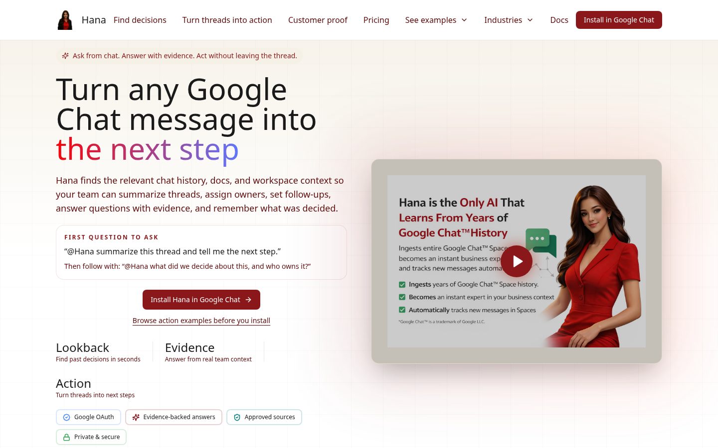 Hana AI Homepage