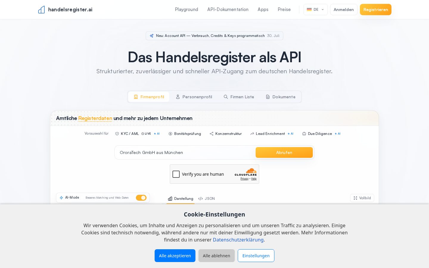 handelsregister.ai Homepage