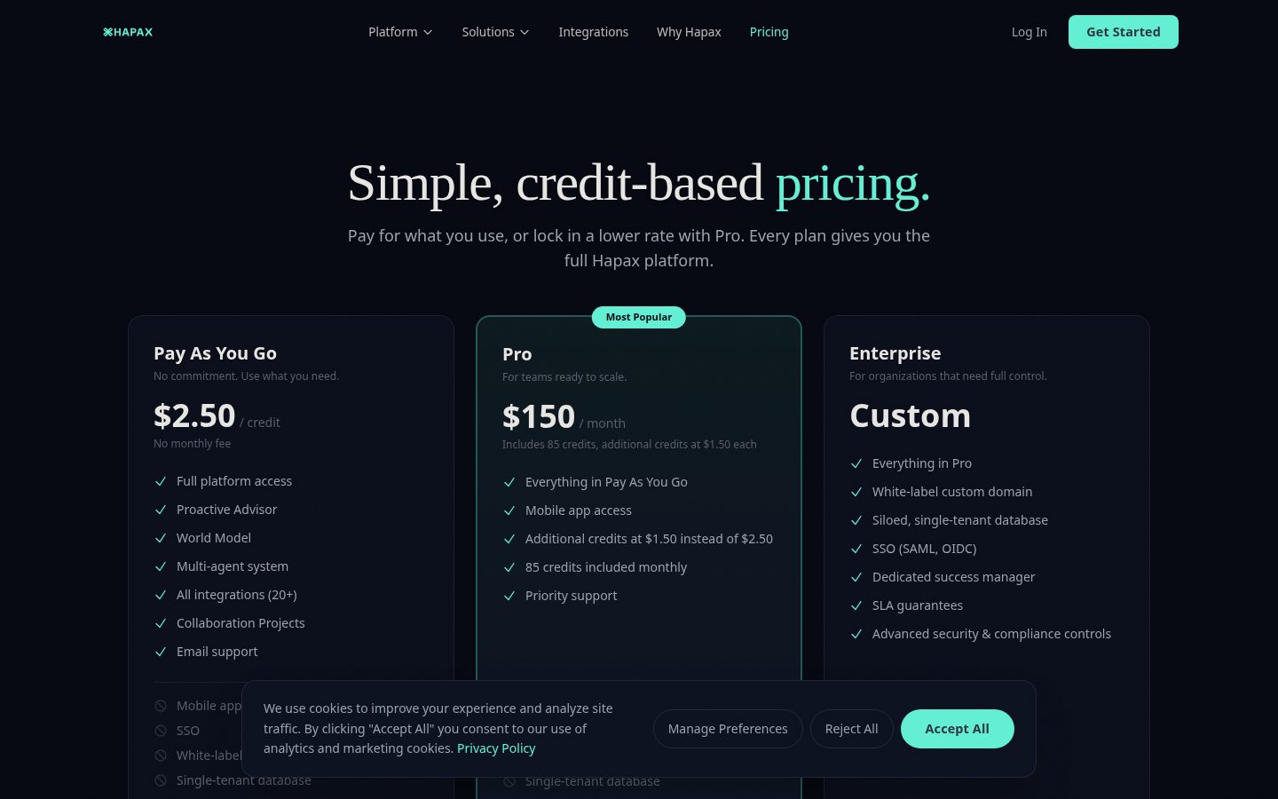 Hapax Pricing