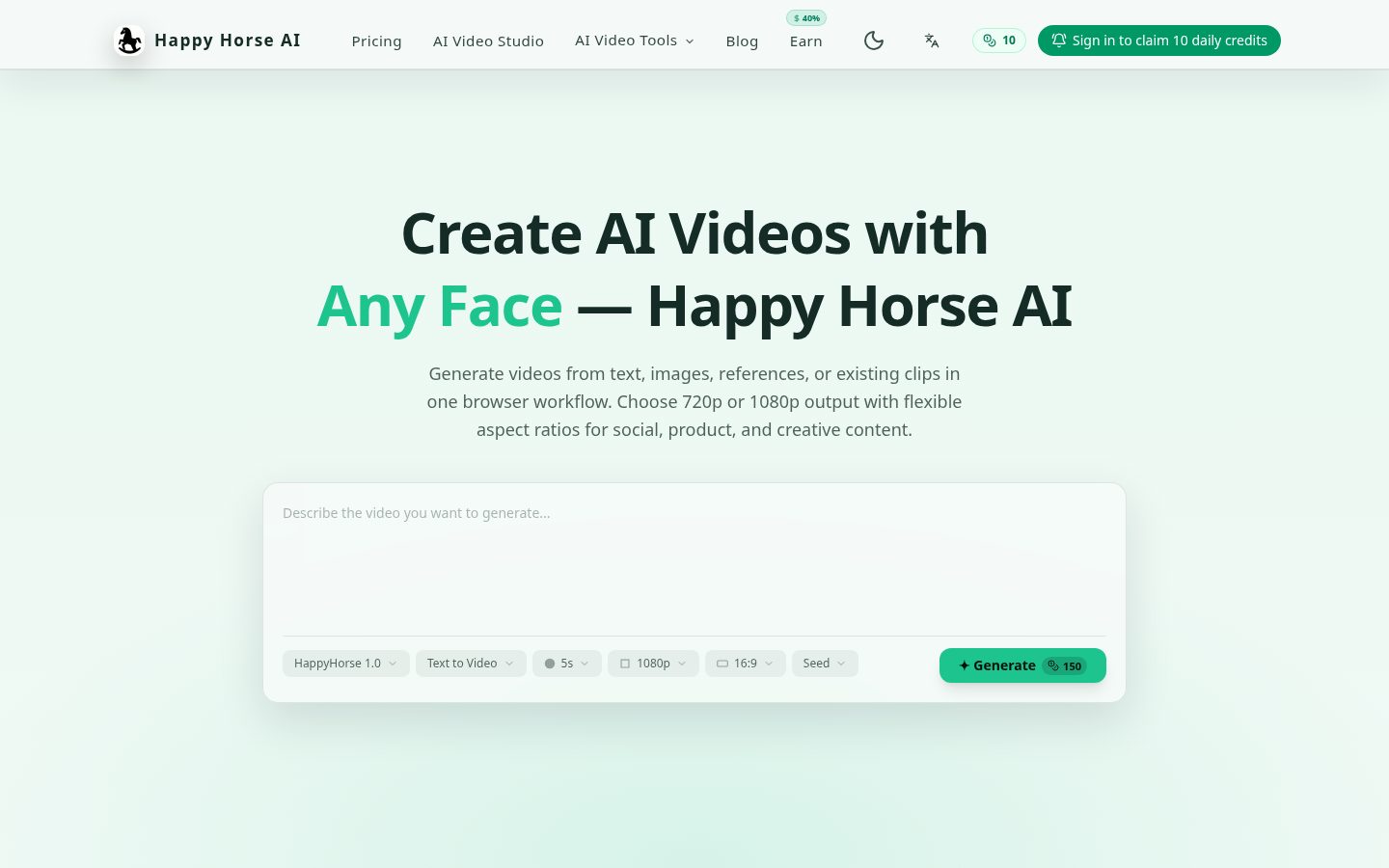 Happy Horse AI Studio Homepage