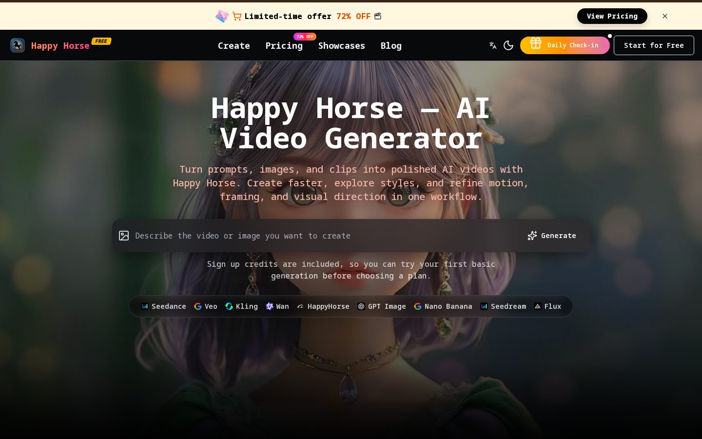 Happy Horse AI Video Homepage