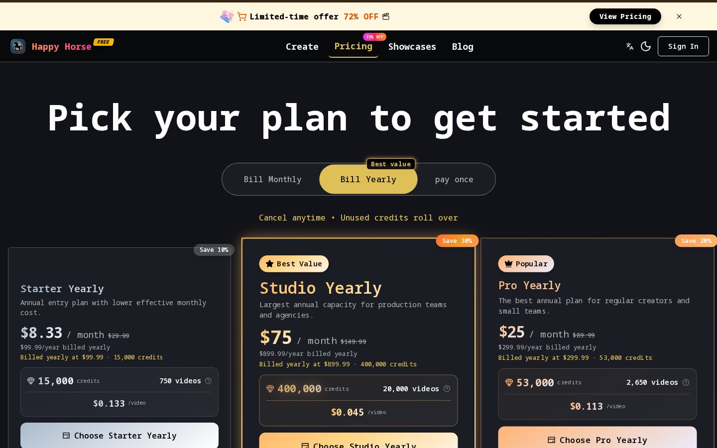 Happy Horse AI Video Pricing