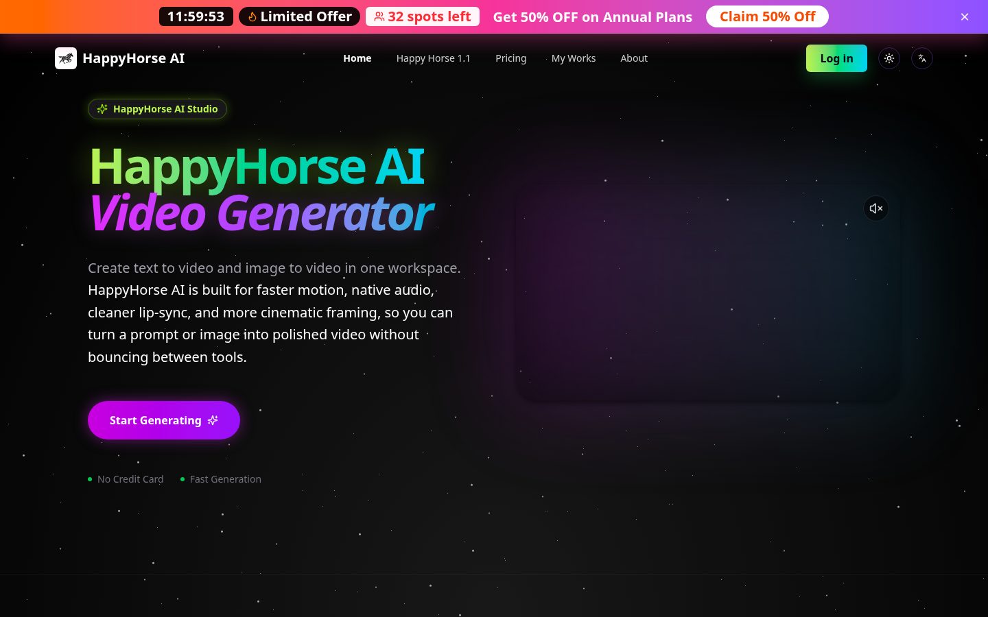 HappyHorse AI Video Generator Homepage