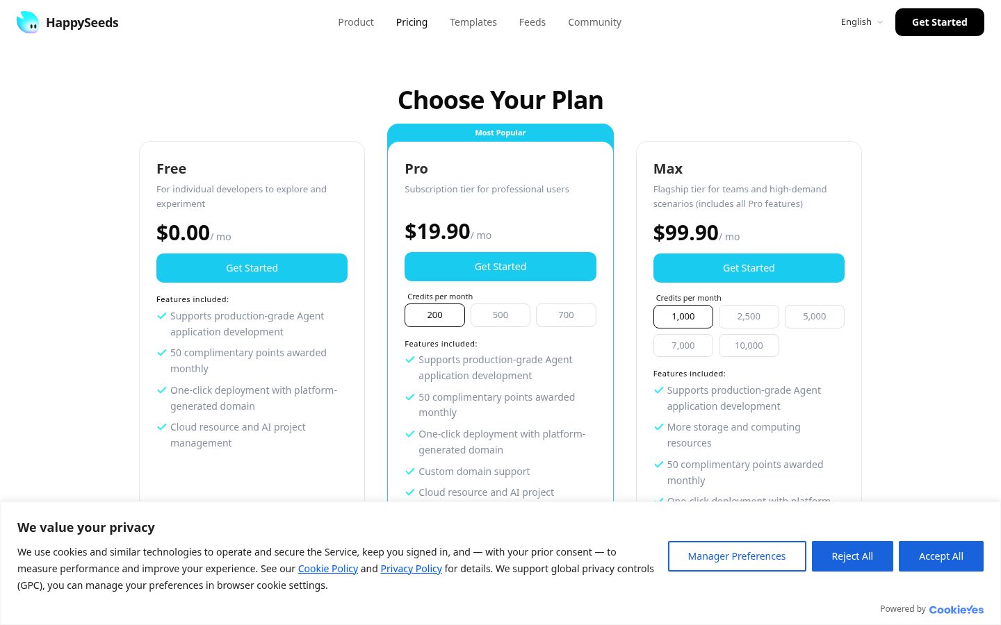 HappySeeds Pricing