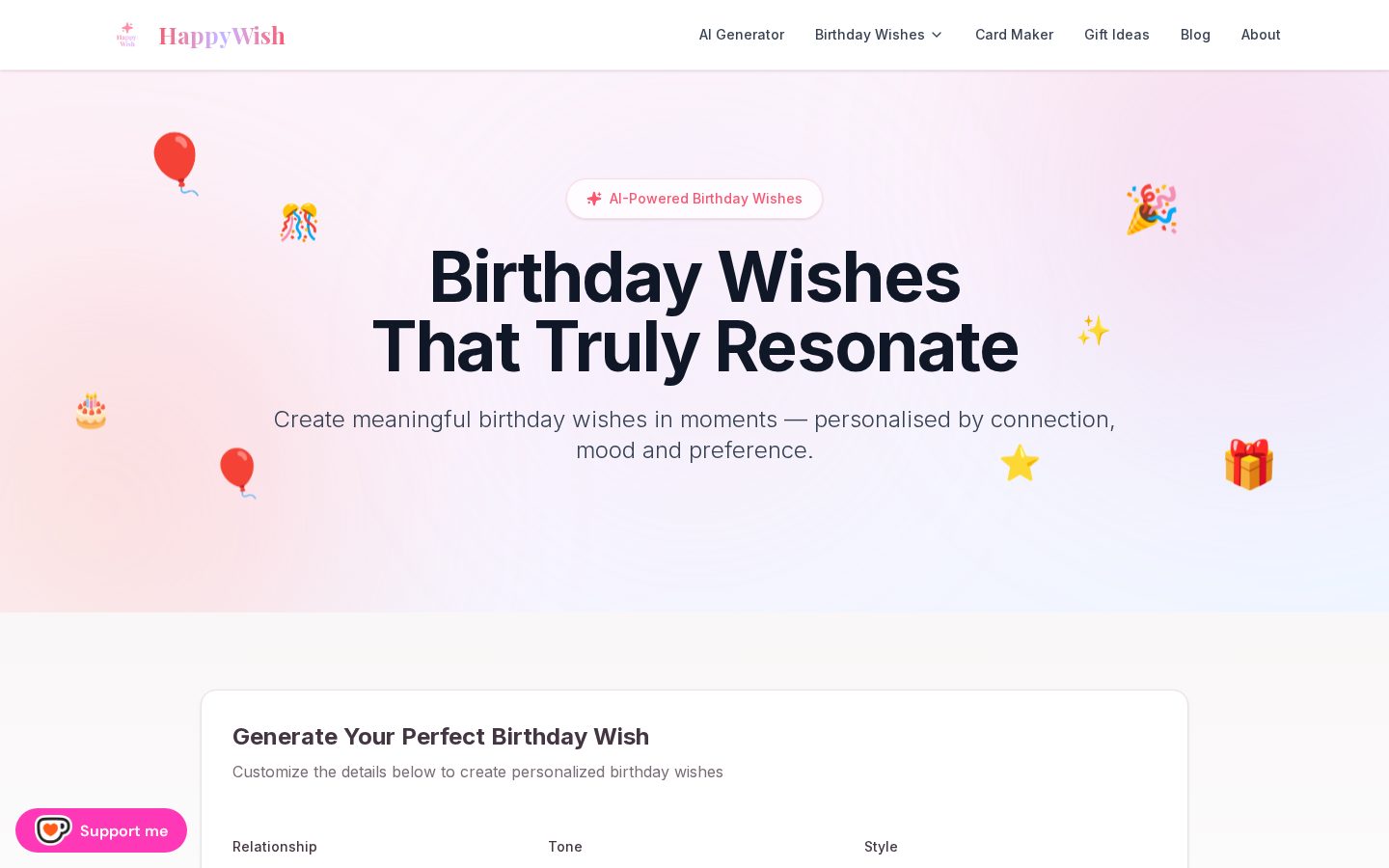 HappyWish Homepage