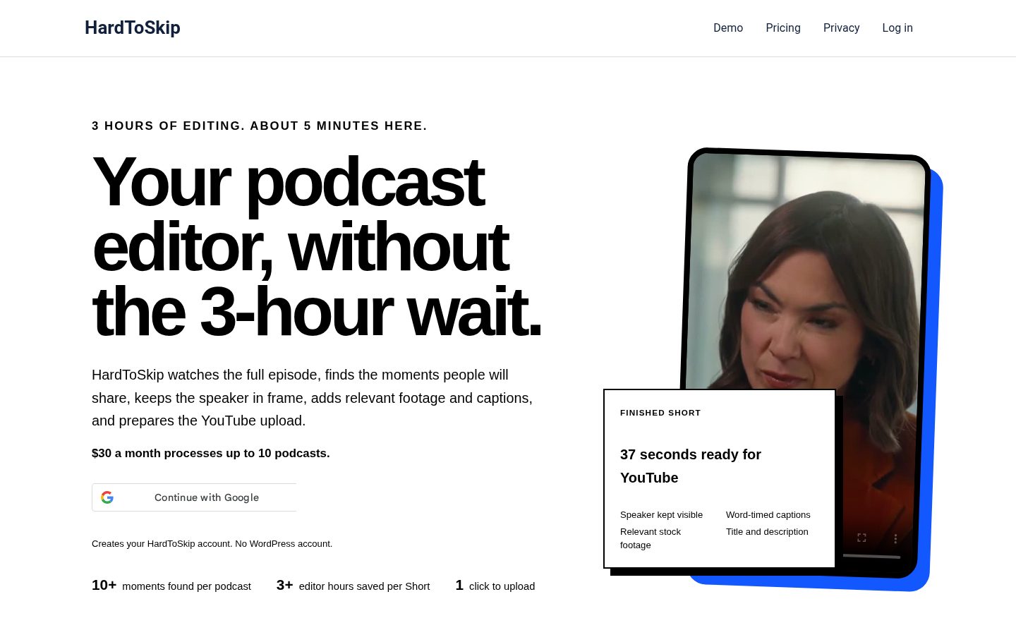 HardToSkip - Text to non-AI Videos Homepage