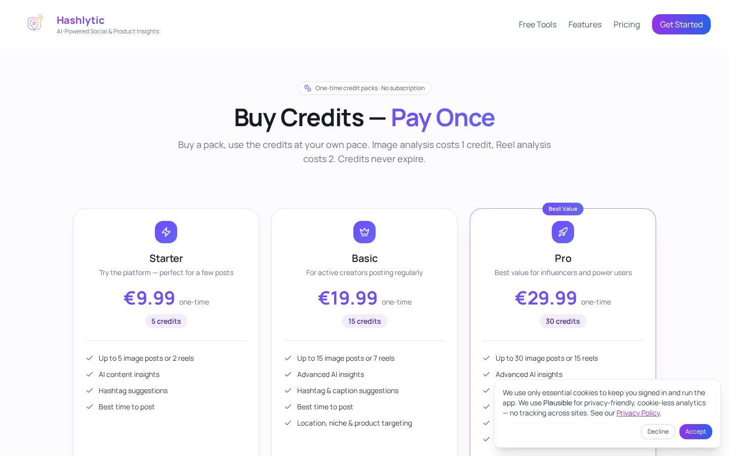 Hashalytic Pricing