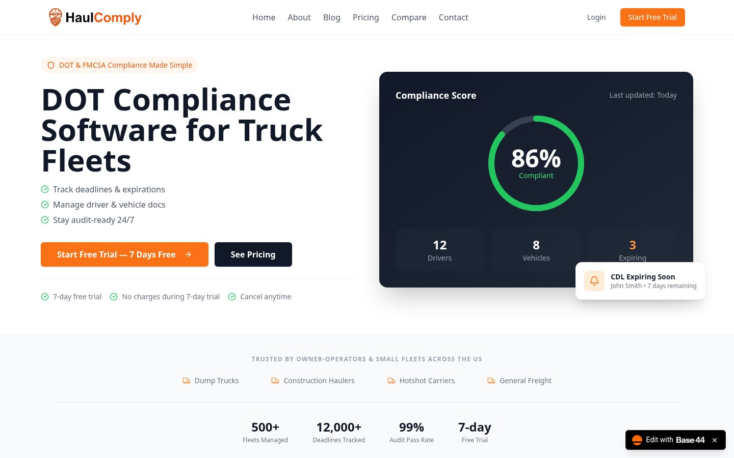 HaulComply Homepage