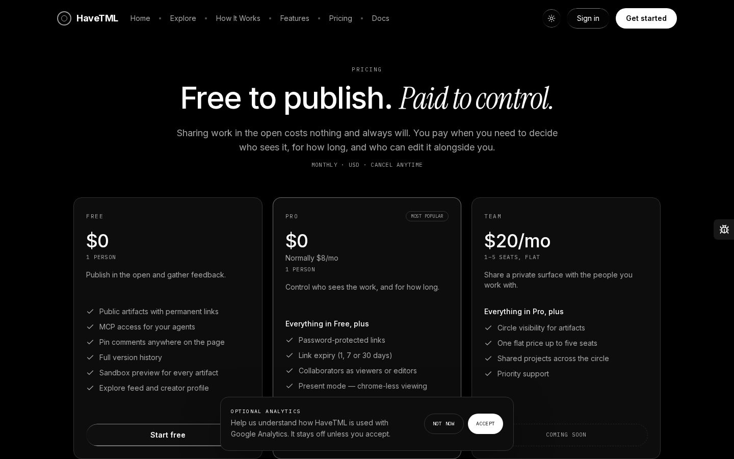 Have HTML Pricing