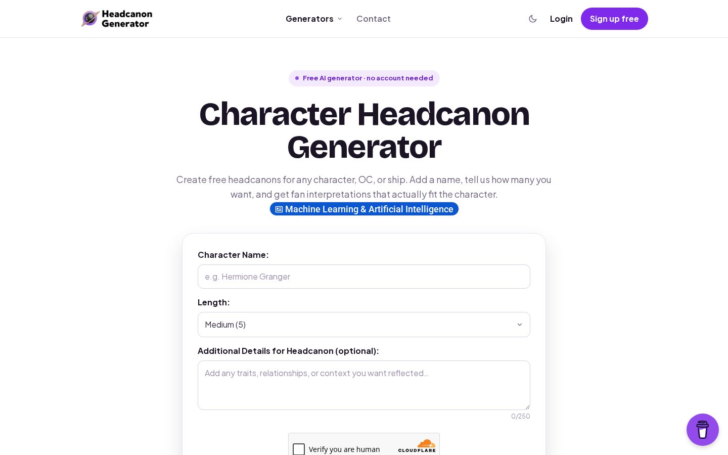Heacanon Generator Homepage