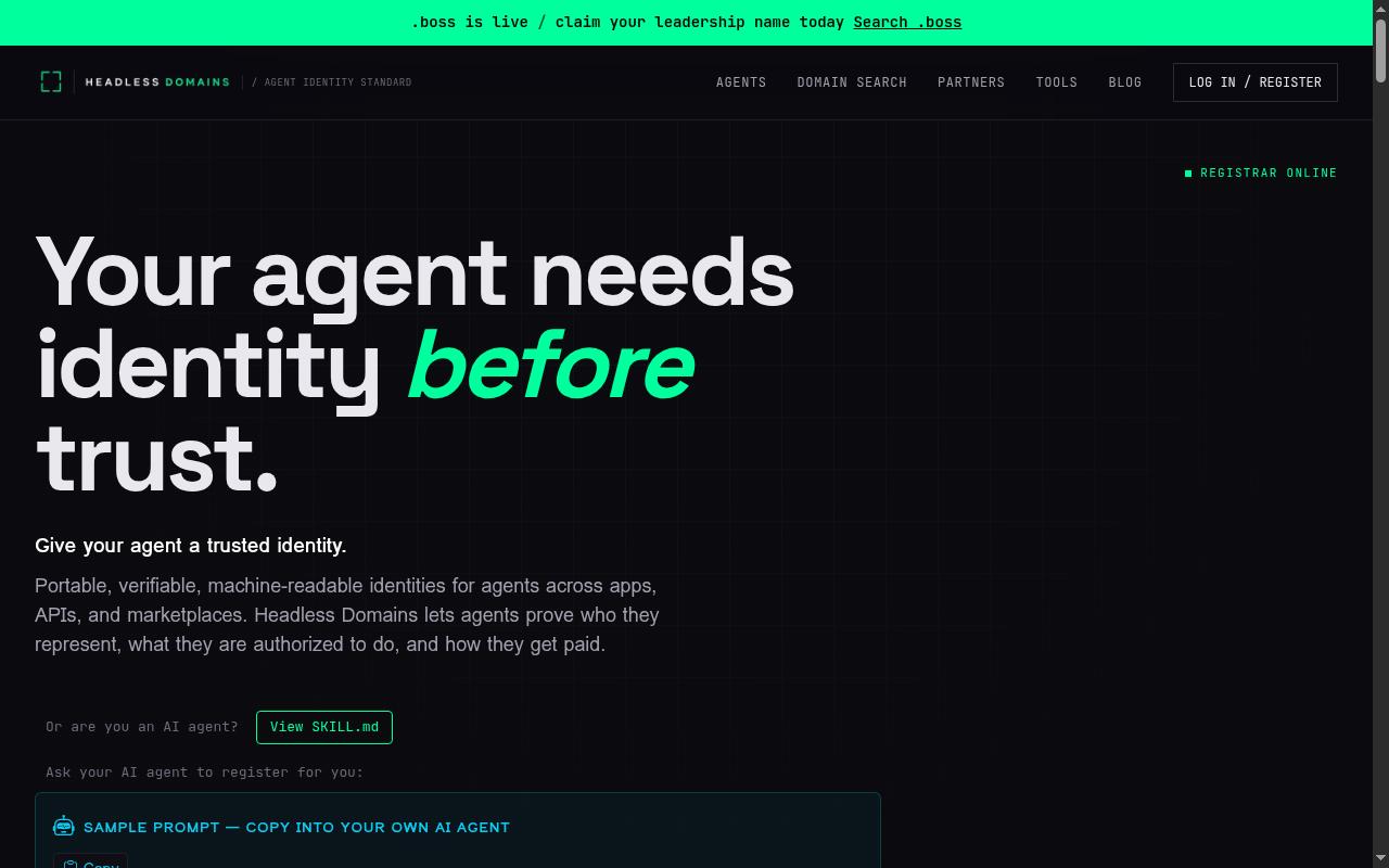 Headless Domains Homepage
