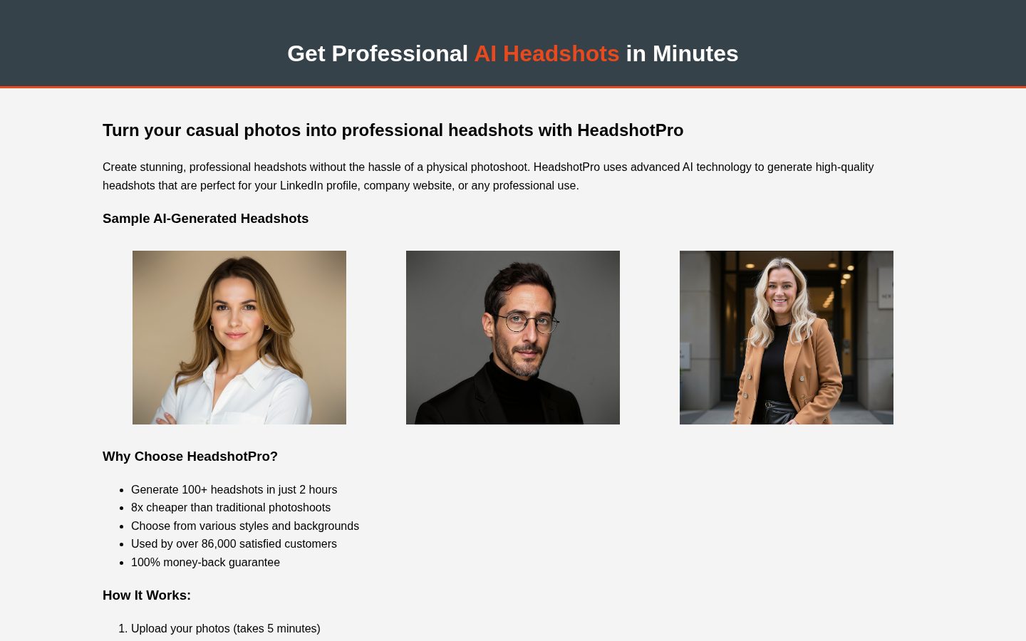 Headshot Maker Homepage