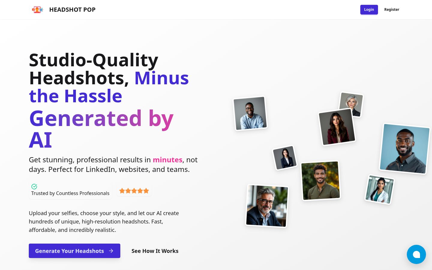 Headshot Pop Homepage