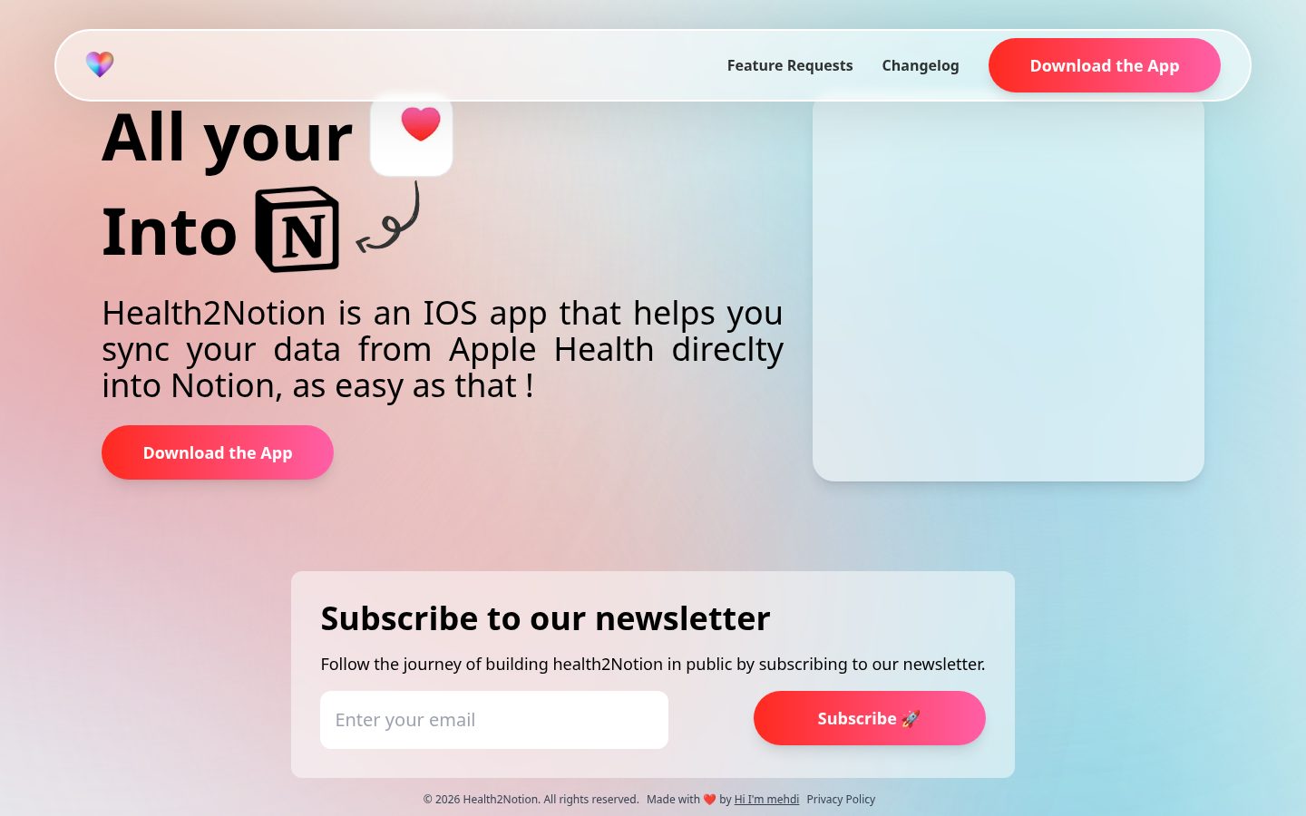 Health2Notion Homepage