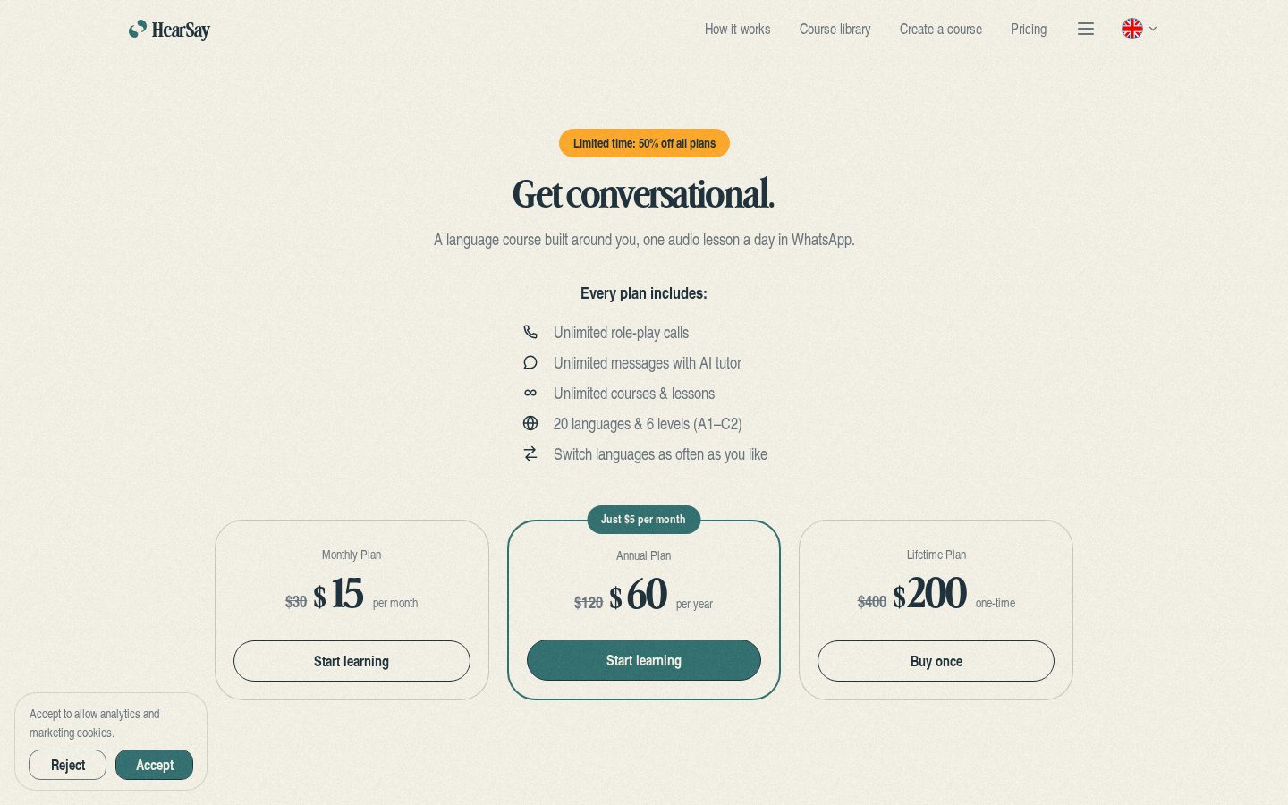 HearSay Learn Pricing