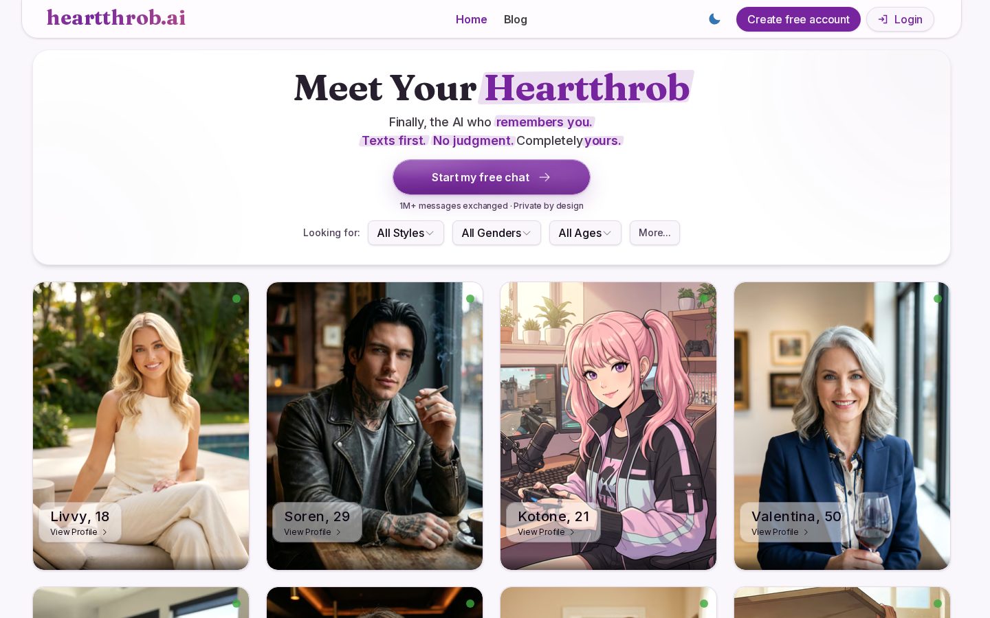 Heartthrob AI Homepage