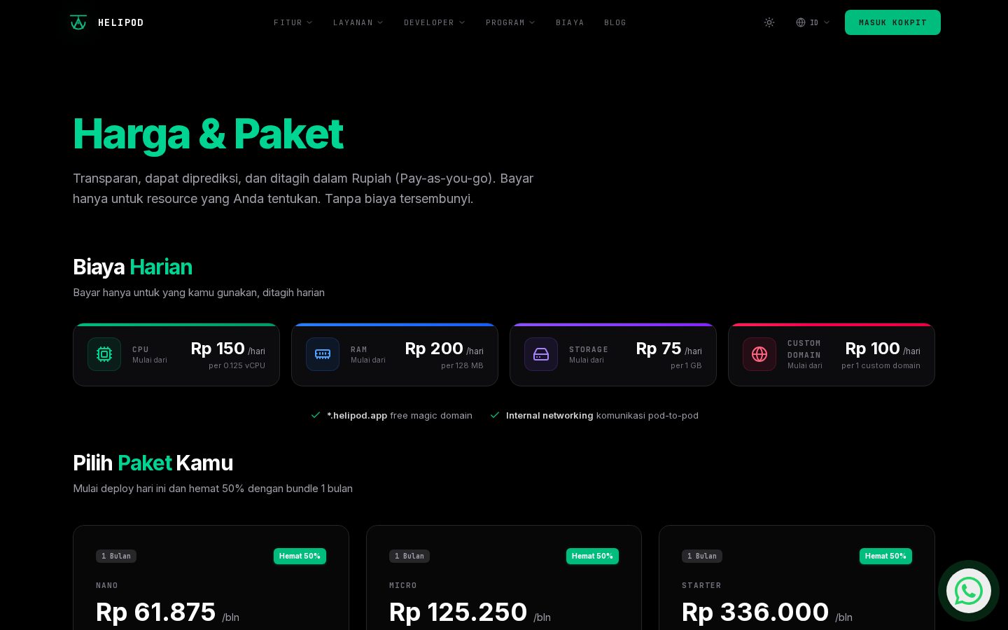 Helipod Pricing