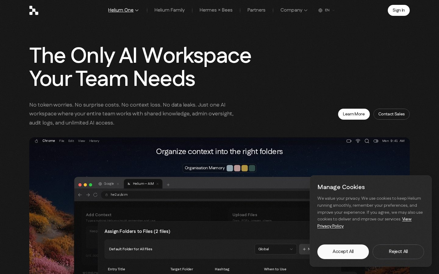 HELIUM AI Homepage