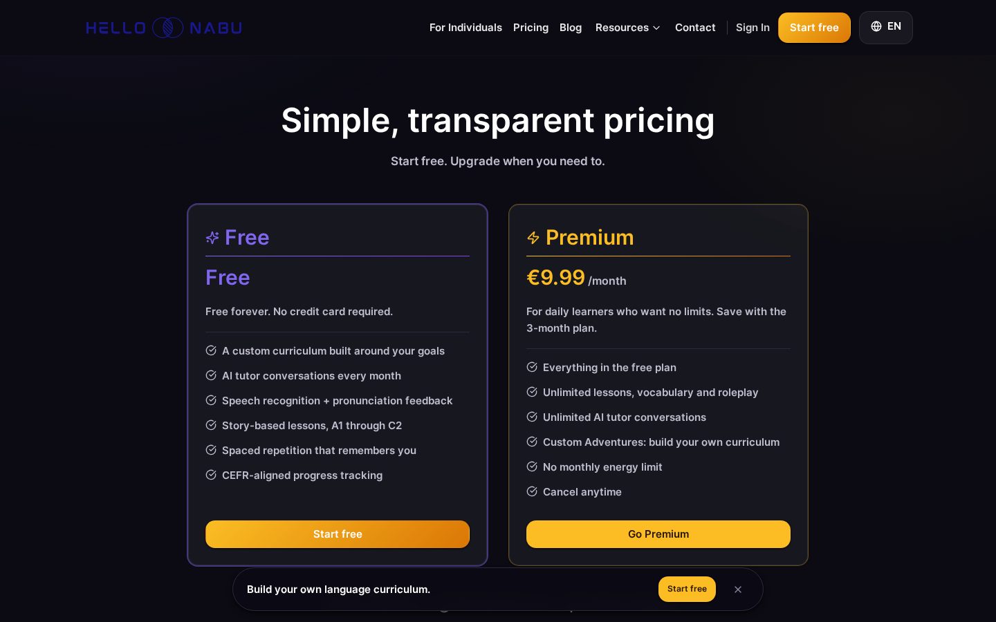 Hello Nabu Pricing