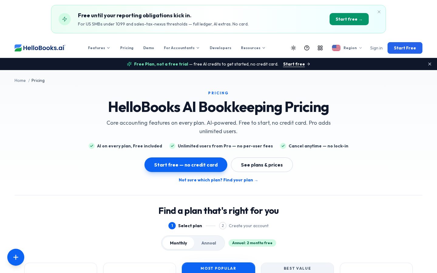 HelloBooks.AI Pricing