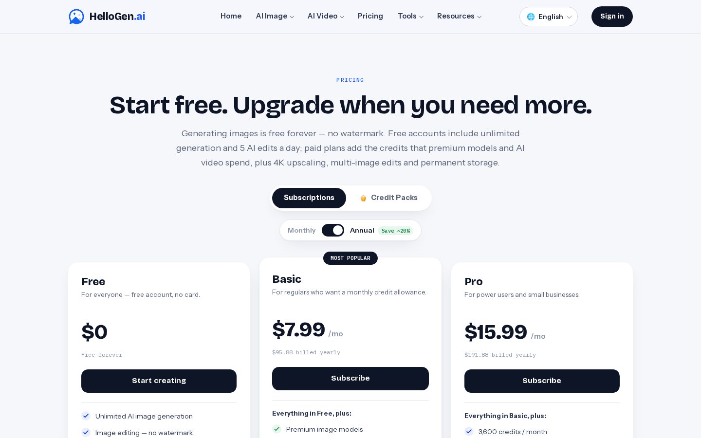 HelloGen Pricing