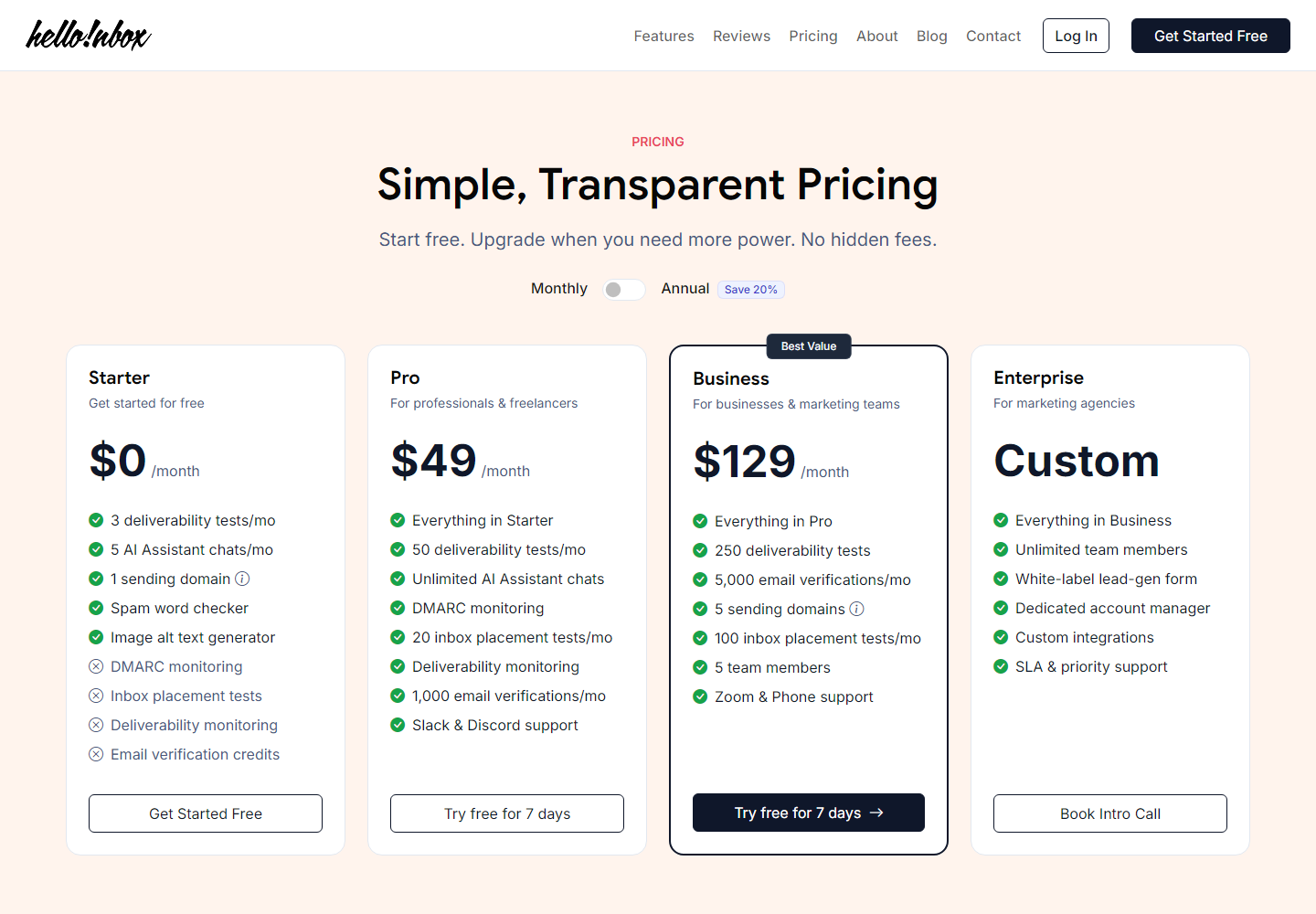 HelloInbox pricing