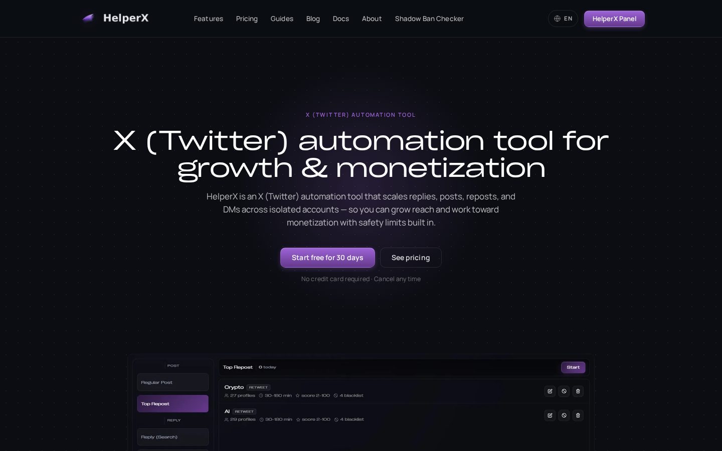 HelperX Homepage