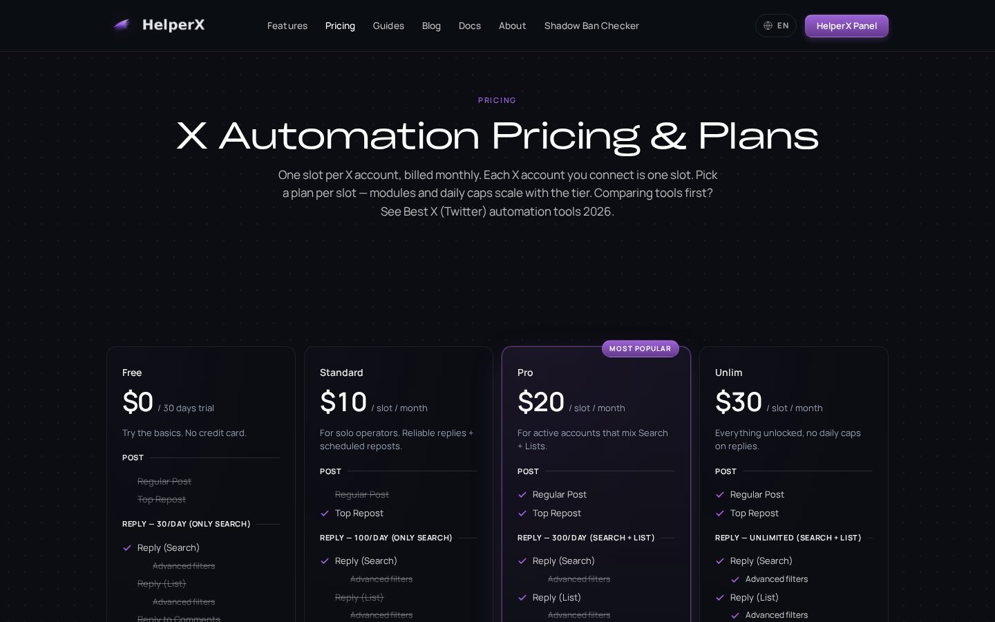 HelperX Pricing