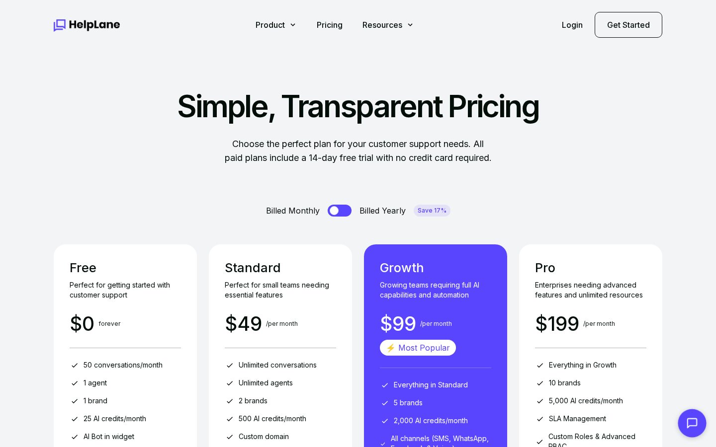 HelpLane Pricing
