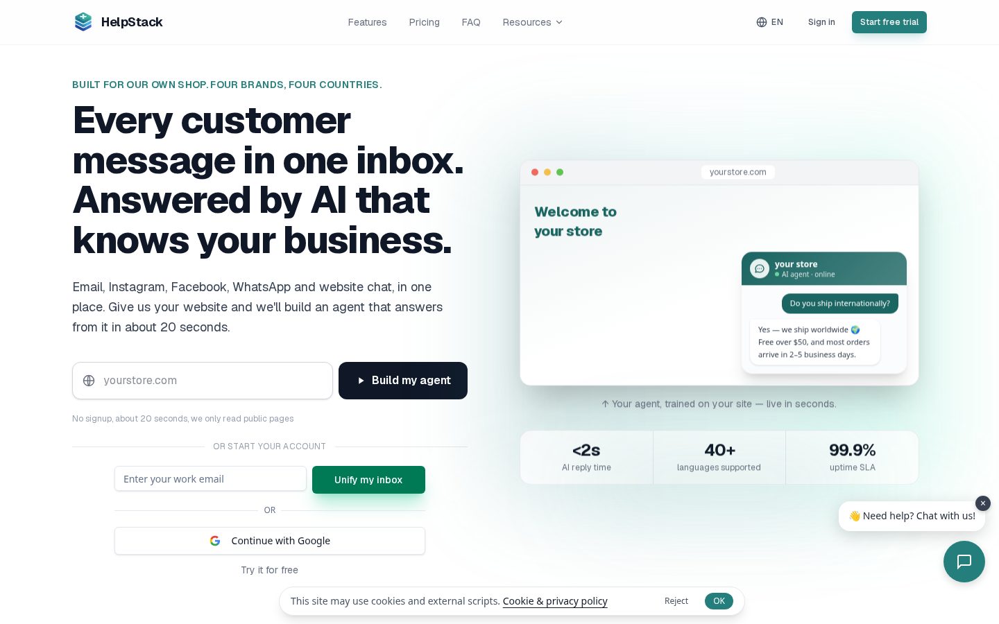 HelpStack Homepage