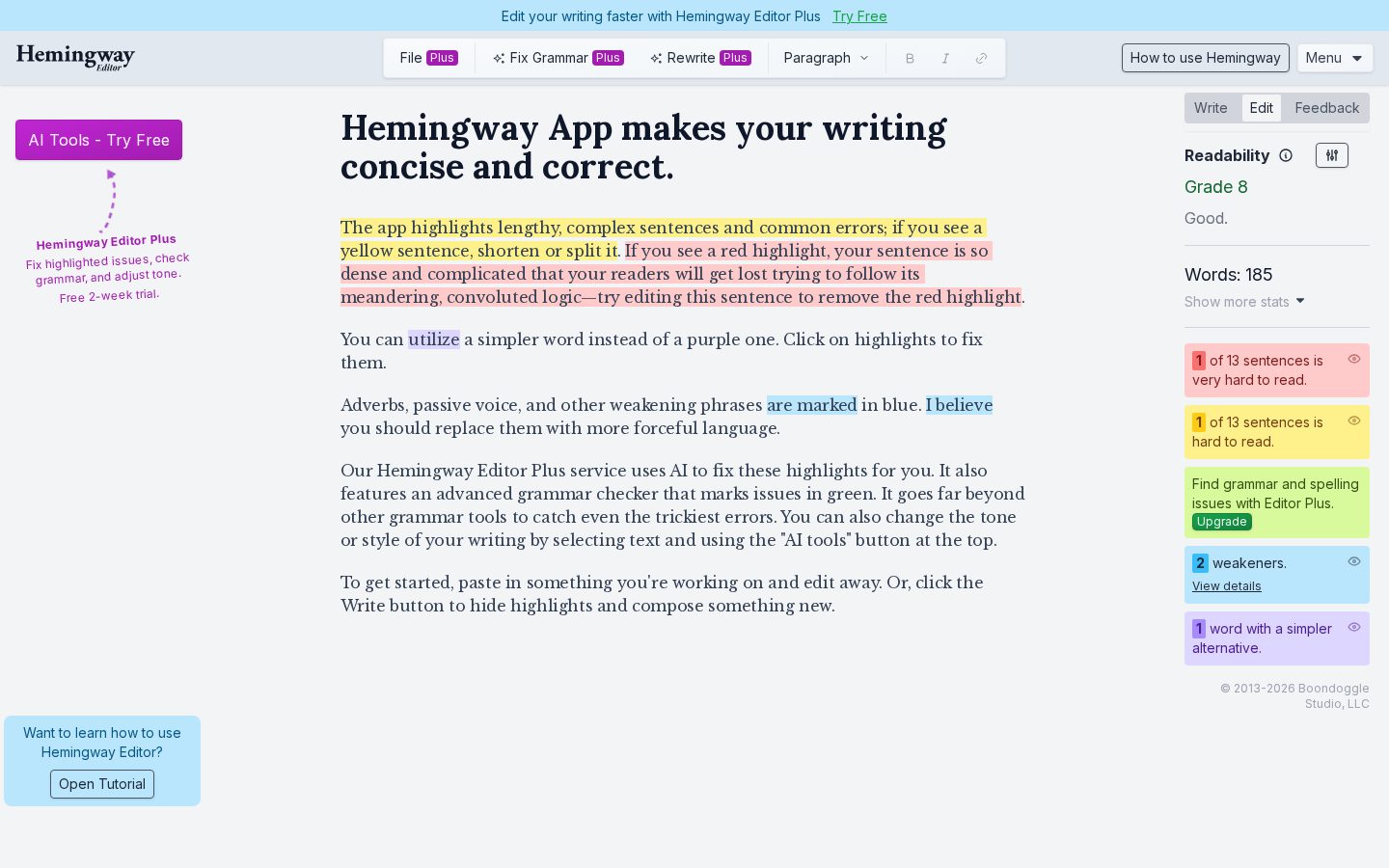 Hemingway Homepage