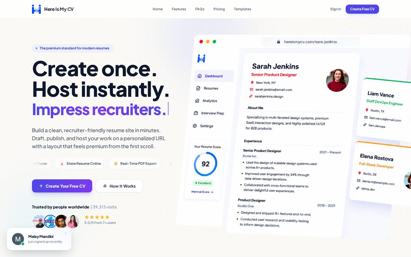Here Is My CV Homepage