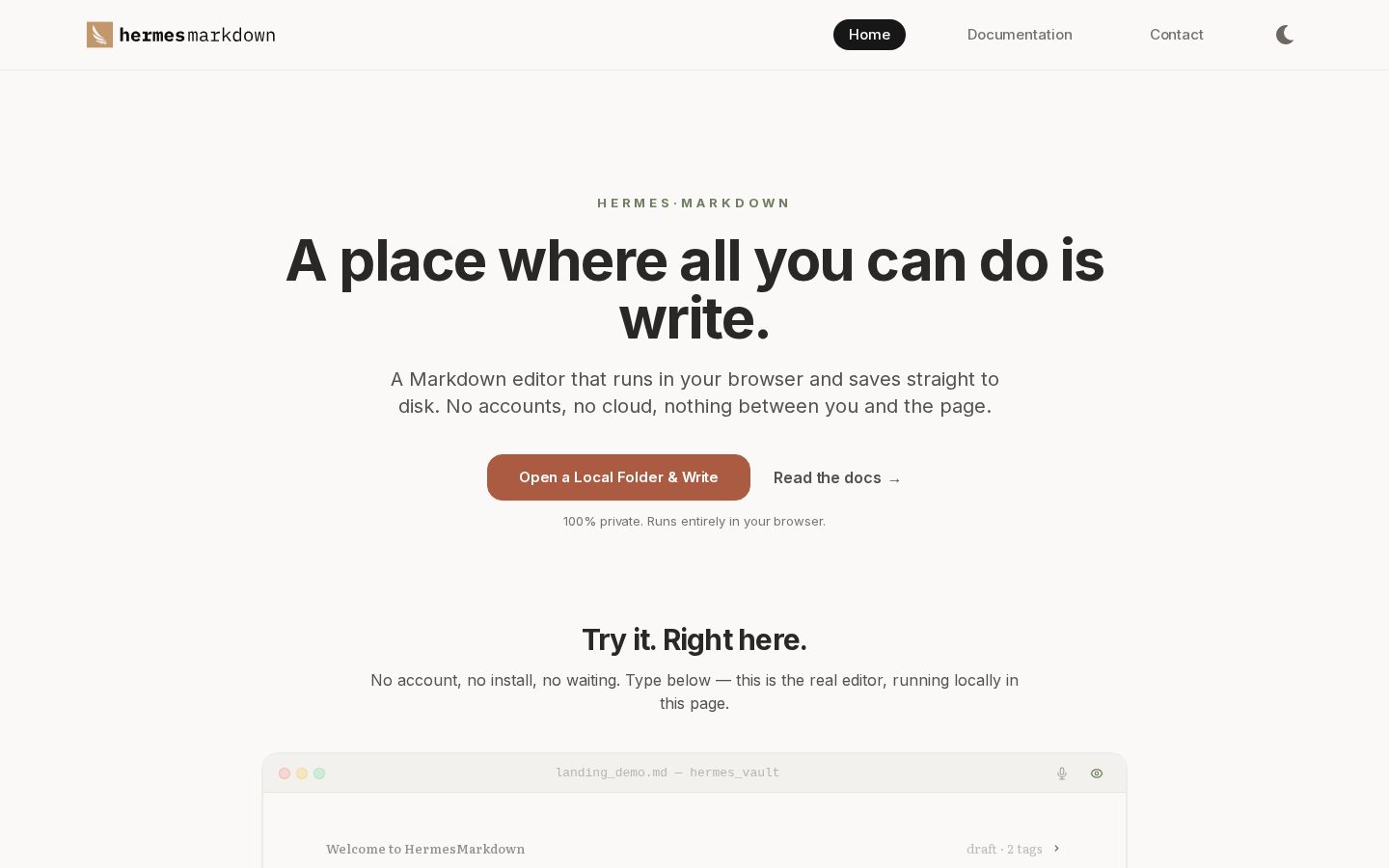 Hermes Markdown Homepage