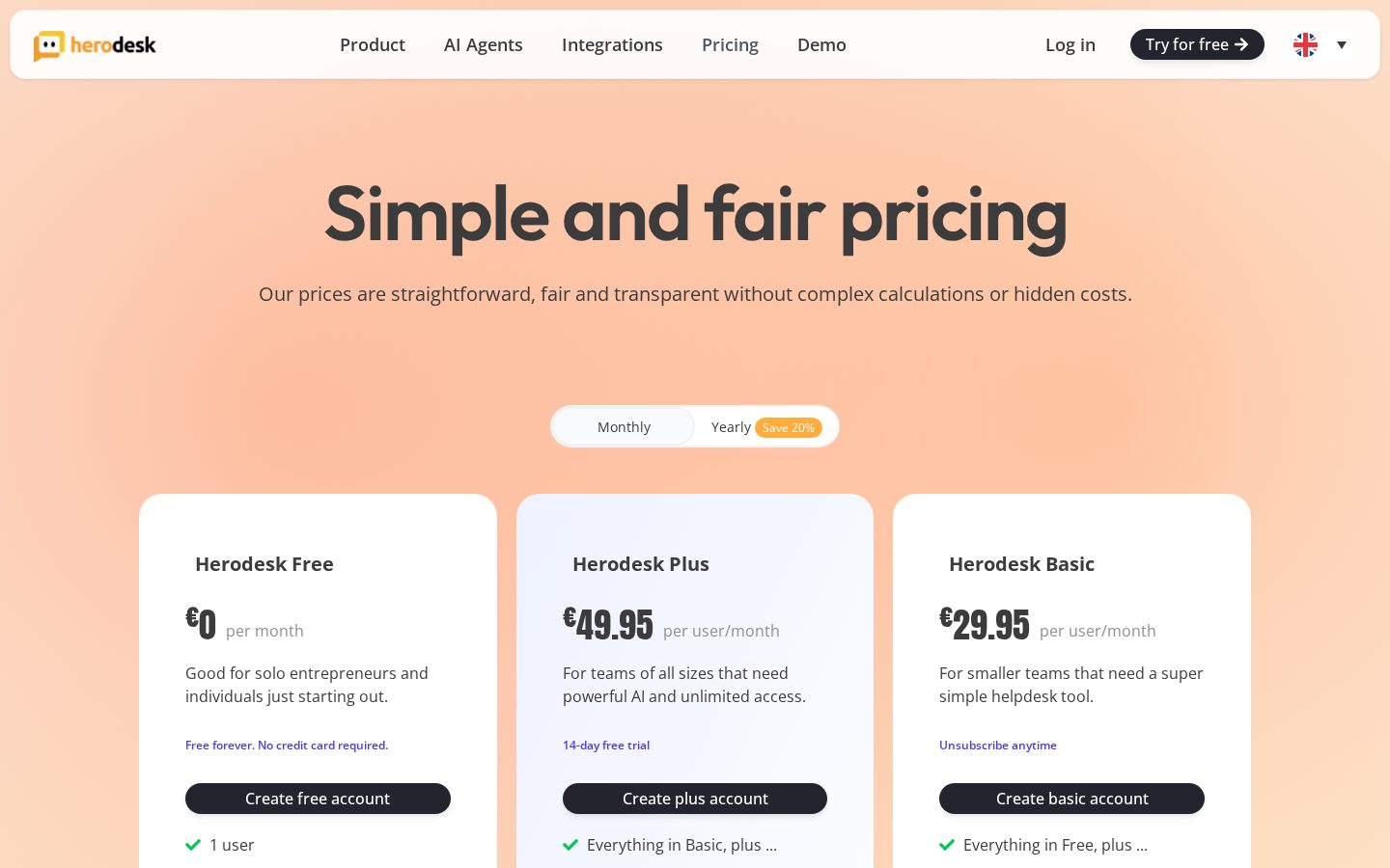 Herodesk Pricing
