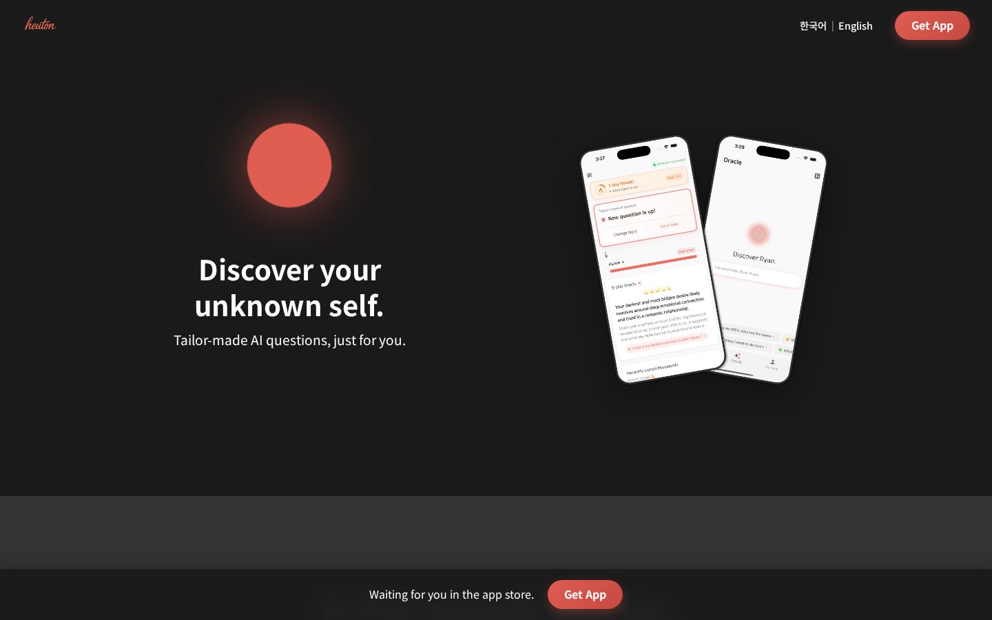 Heuton: AI that asks. Homepage