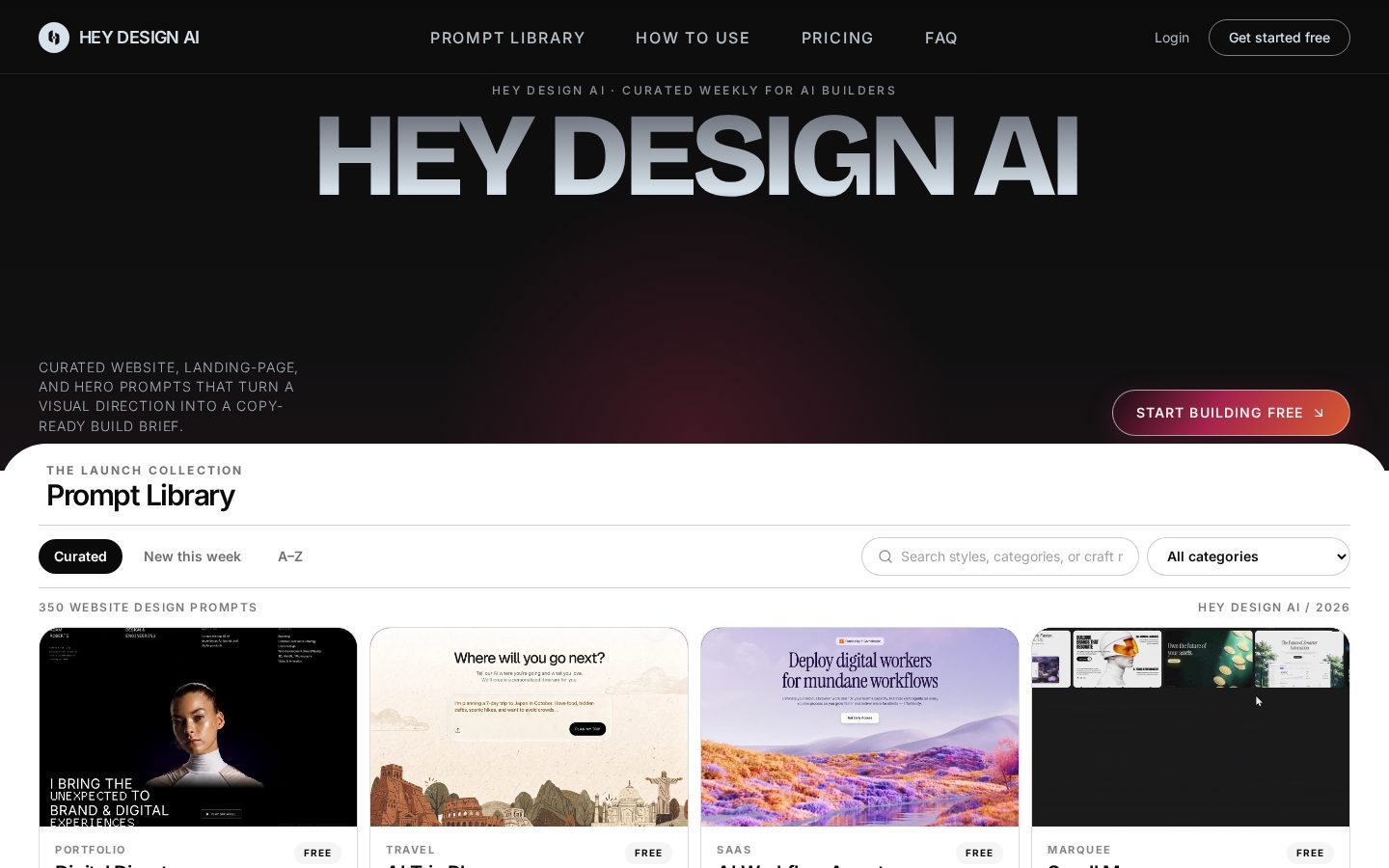 Hey Design AI Homepage