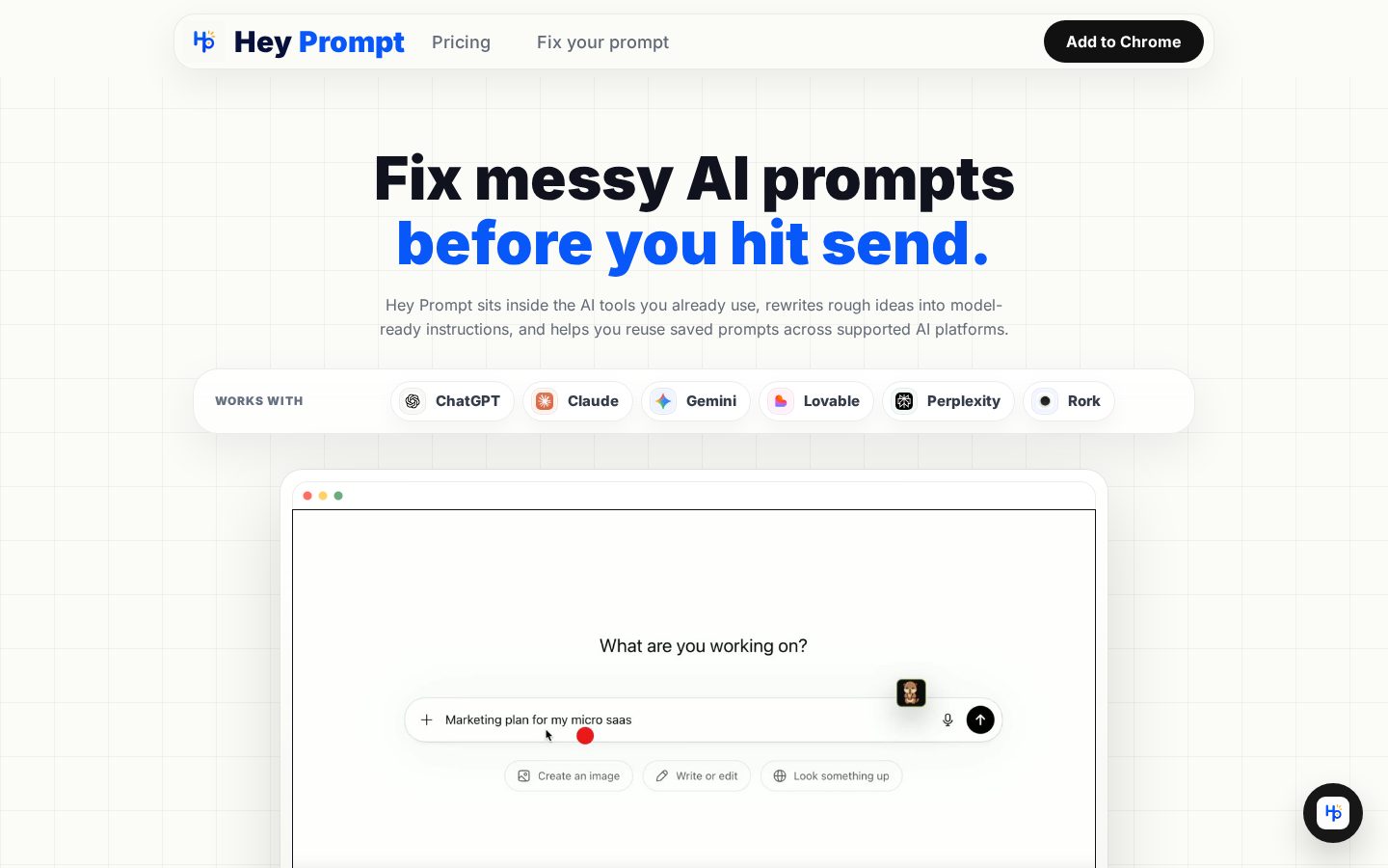Hey Prompt Homepage