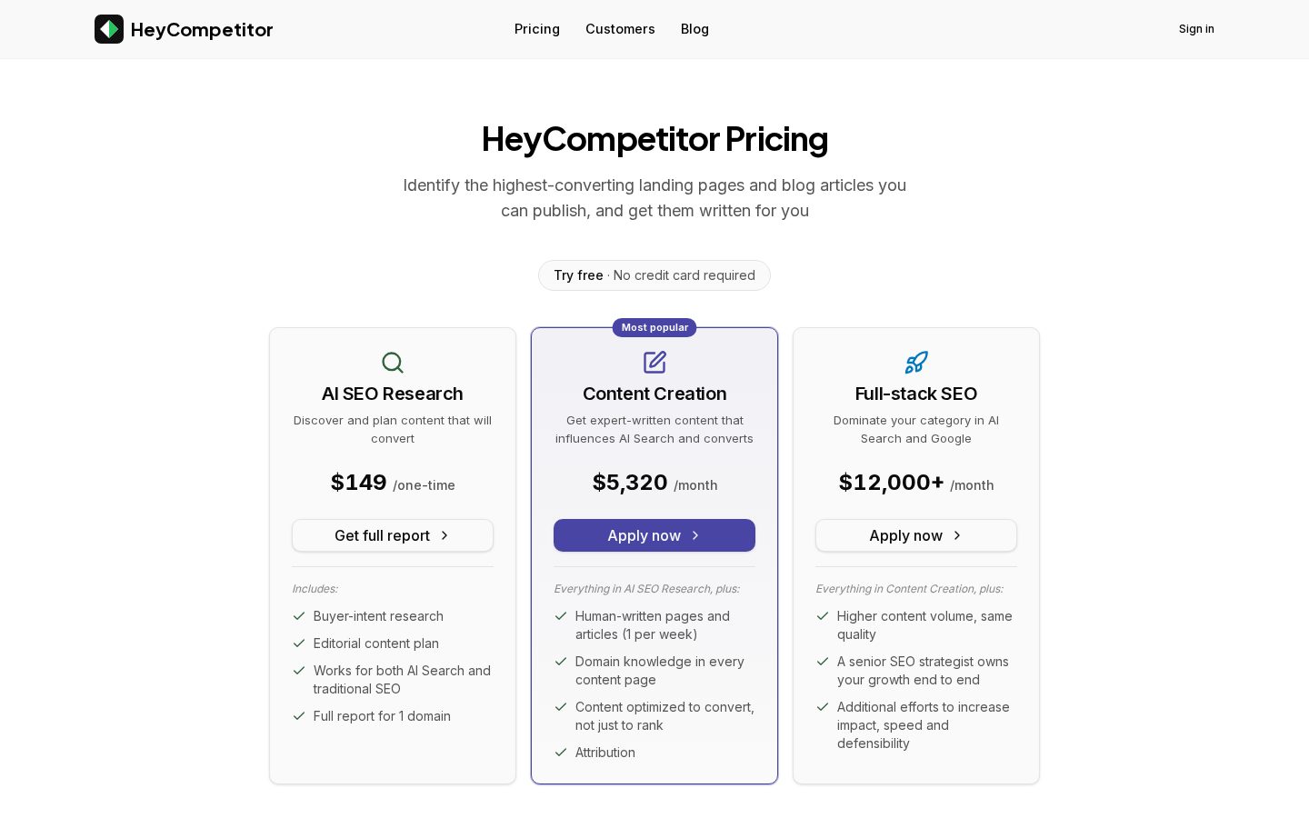 HeyCompetitor Pricing