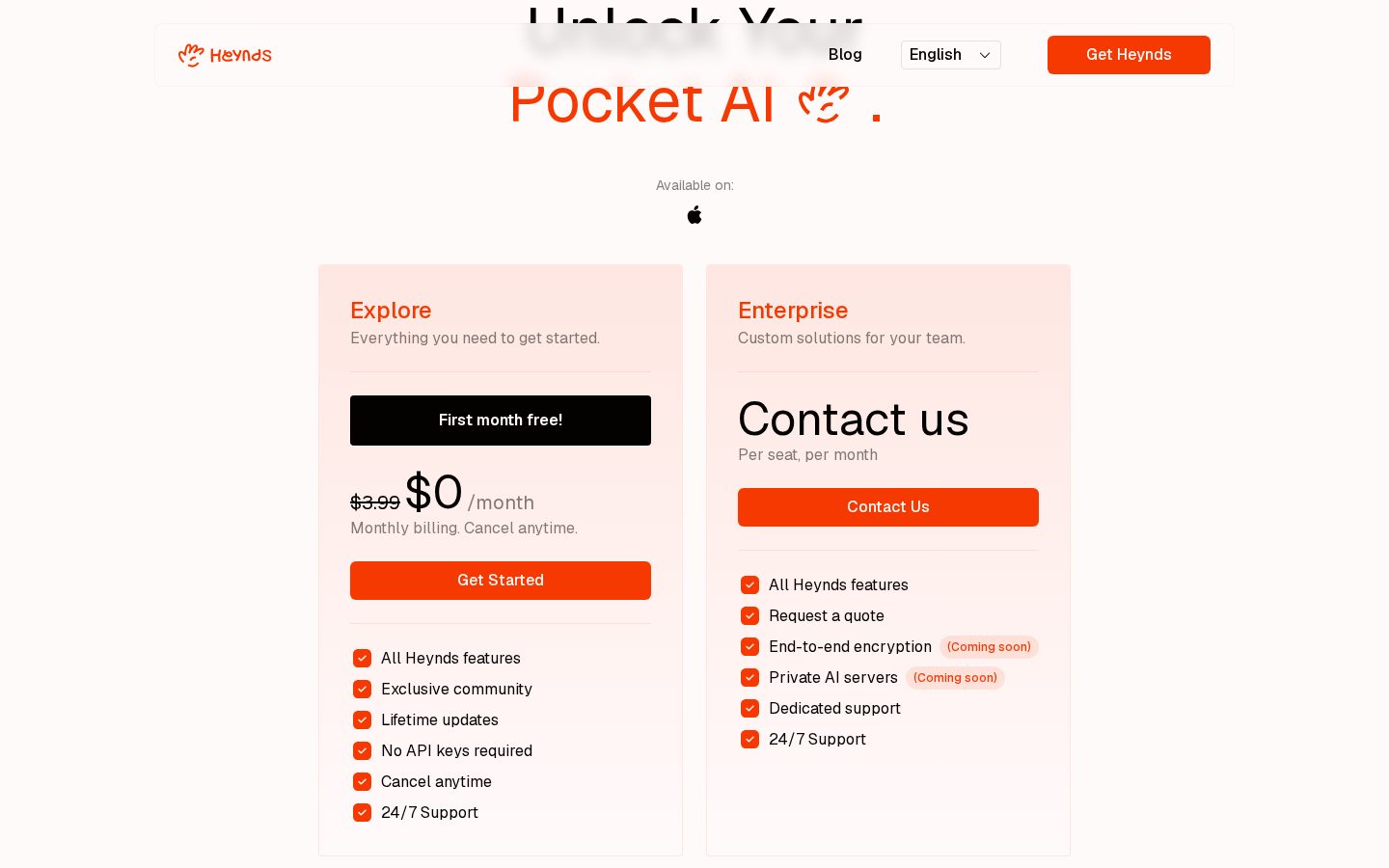 Heynds Pricing